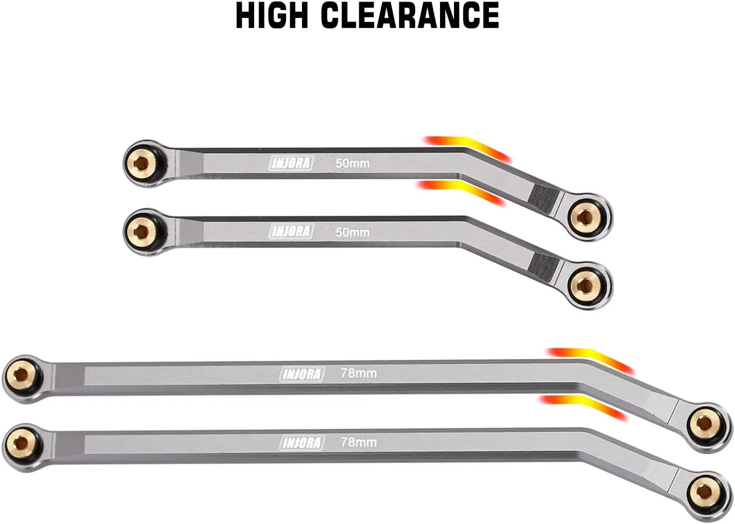 INJORA High Clearance Front 4 Links Set for SCX24 Gladiator Dodge Power Wagon 1/24 RC Crawler Car Axial, 8PCS (Grey)