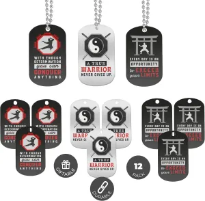 Inkstone Martial Arts Dogtag Necklaces | Wholesale Bulk Pack of 1 Dozen | Karate Party Favors Gifts Uniform Supplies for MMA Judo Taekwondo Juijitsu Aikido Mixed Martial Arts