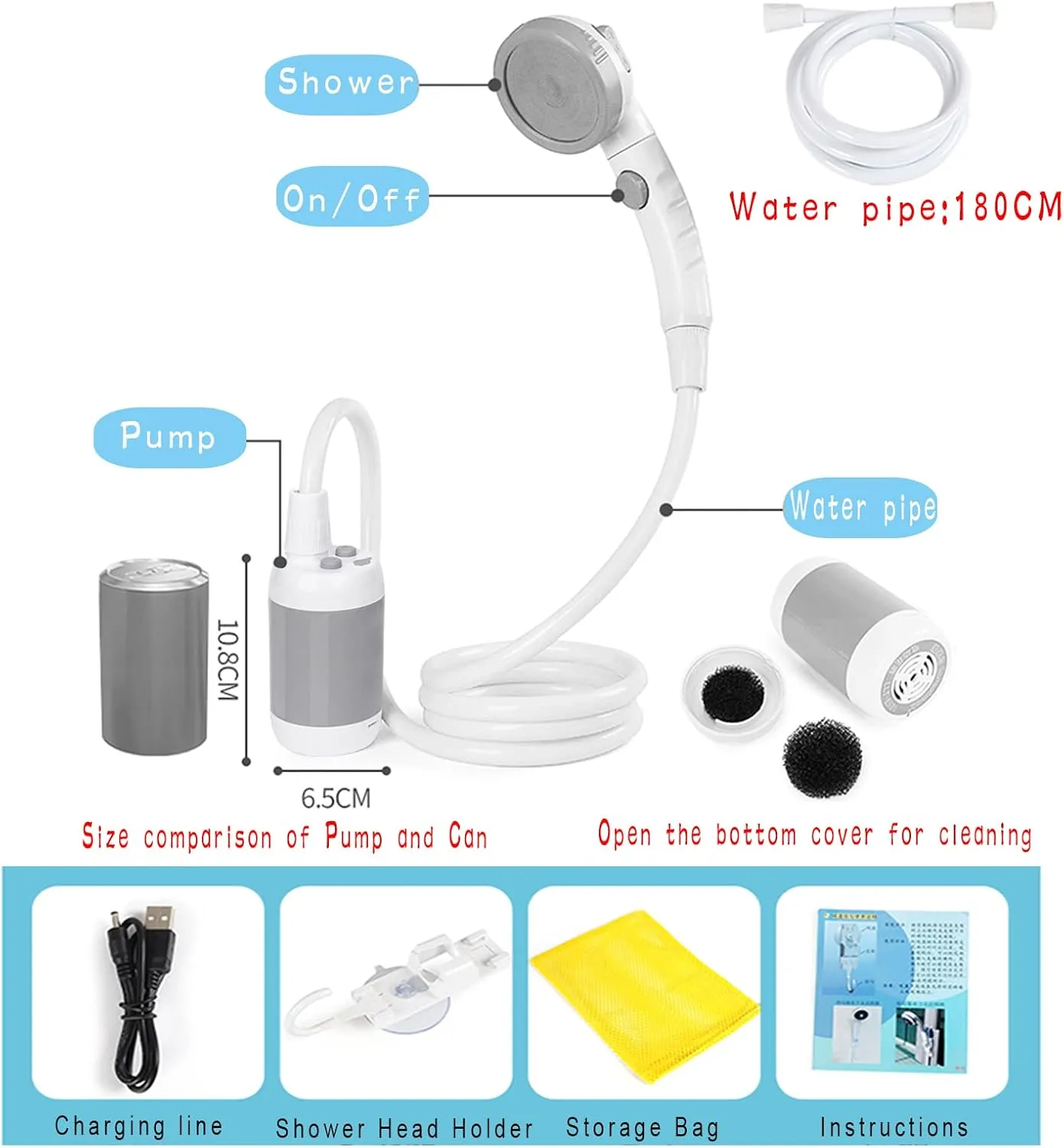 Iron Hammer Camp Shower Portable Shower Camping Shower Outdoor Camp Shower Head for Camping