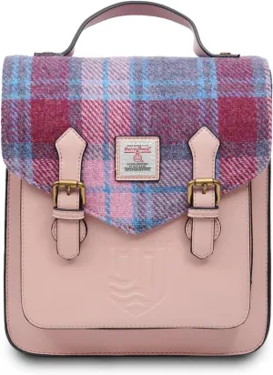 Islander HarrisTweed The Calton Backpack, Pink Blue Tartan