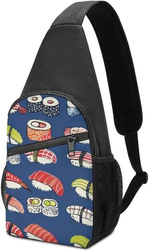 Japanese Food Sushi Crossbody Bags for Women Men Sling Bag Casual Chest Bag Daypack for Travel Sport Hiking