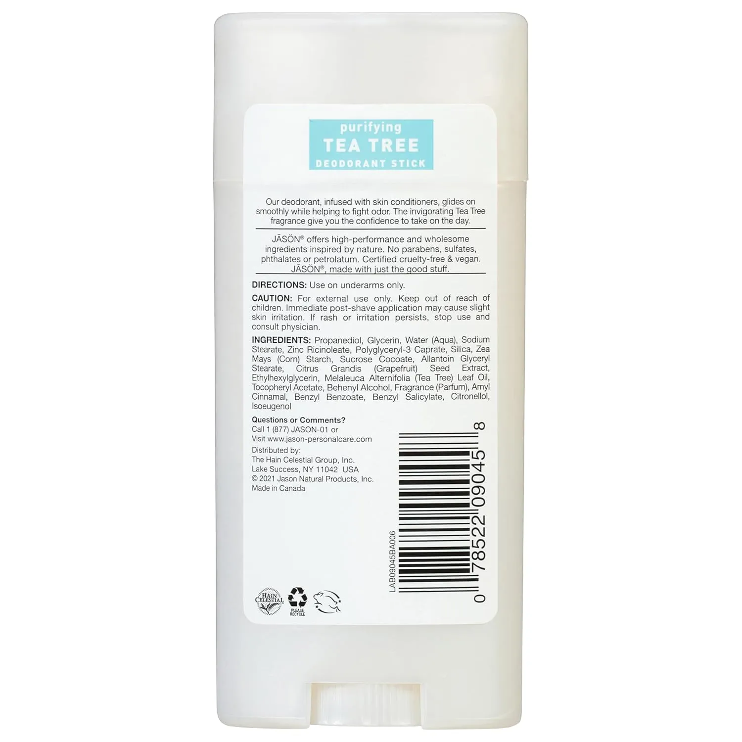 Jason Aluminum Free Deodorant Stick, Purifying Tea Tree, 2.5 Oz (Pack of 3)
