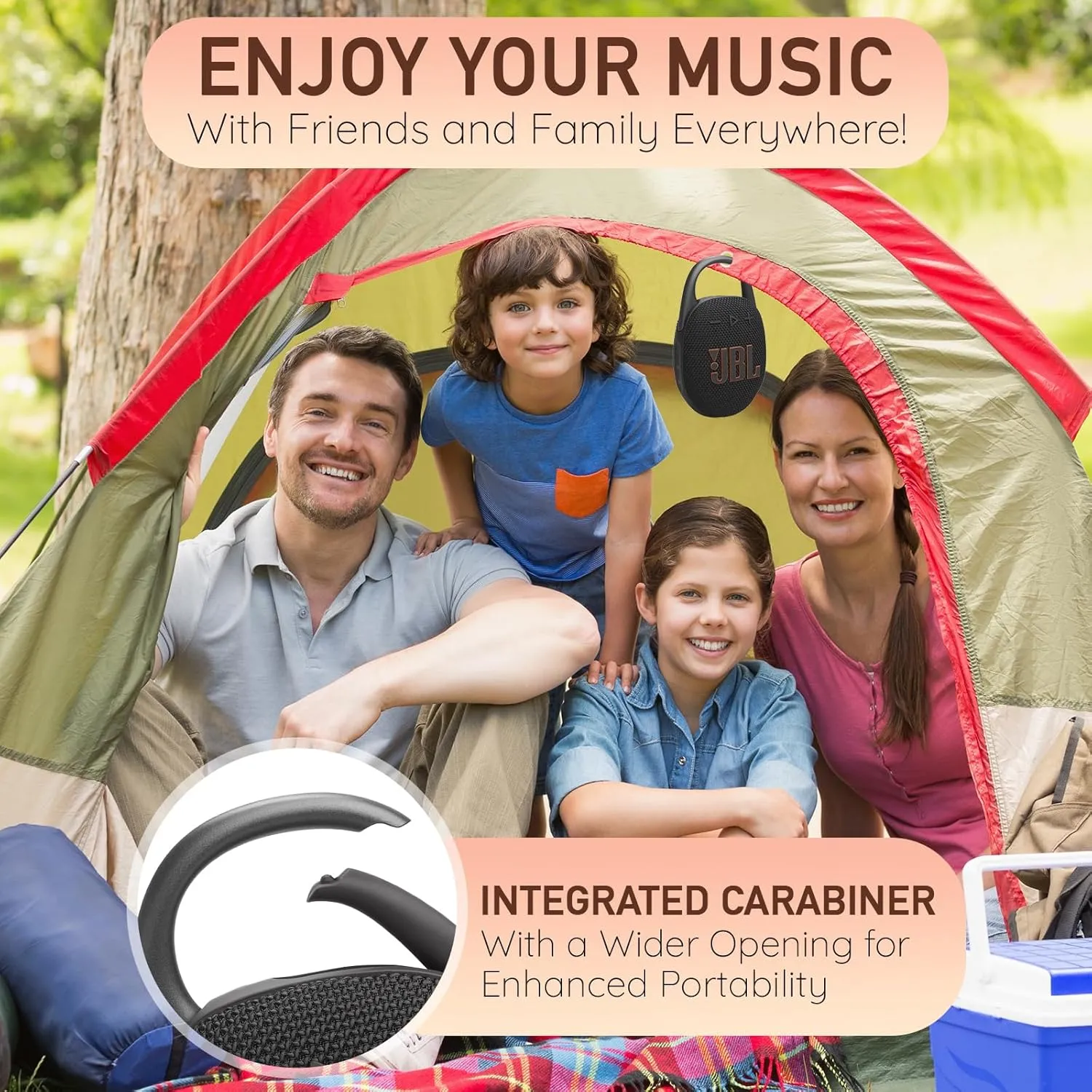 JBL Clip 5 Portable Bluetooth Speaker, IP67 Waterproof & Dustproof, Long-Lasting Battery - Red - Boom h's Comprehensive Ultimate Performance Cloth Solution for Your On-The-Go Sound Experience