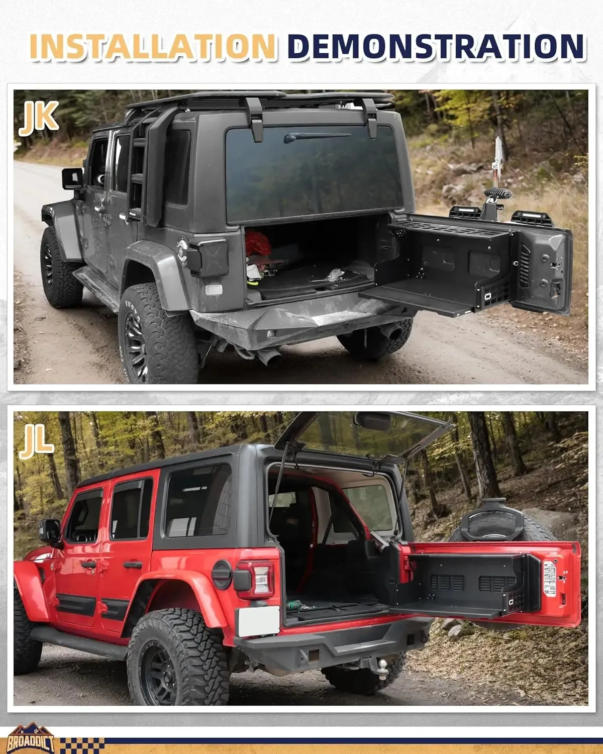 Jeep Tailgate Table for Jeep Wrangler JK JKU JL JLU 2007-2025 2/4 Door