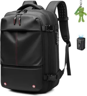 Jfxgjuv Ezy Vac Backpack, Vacpack Backpack, 60L Expandable Vacuum Compression Bag with Air Pump, Waterproof, TSA Lock (Black (With Pump))