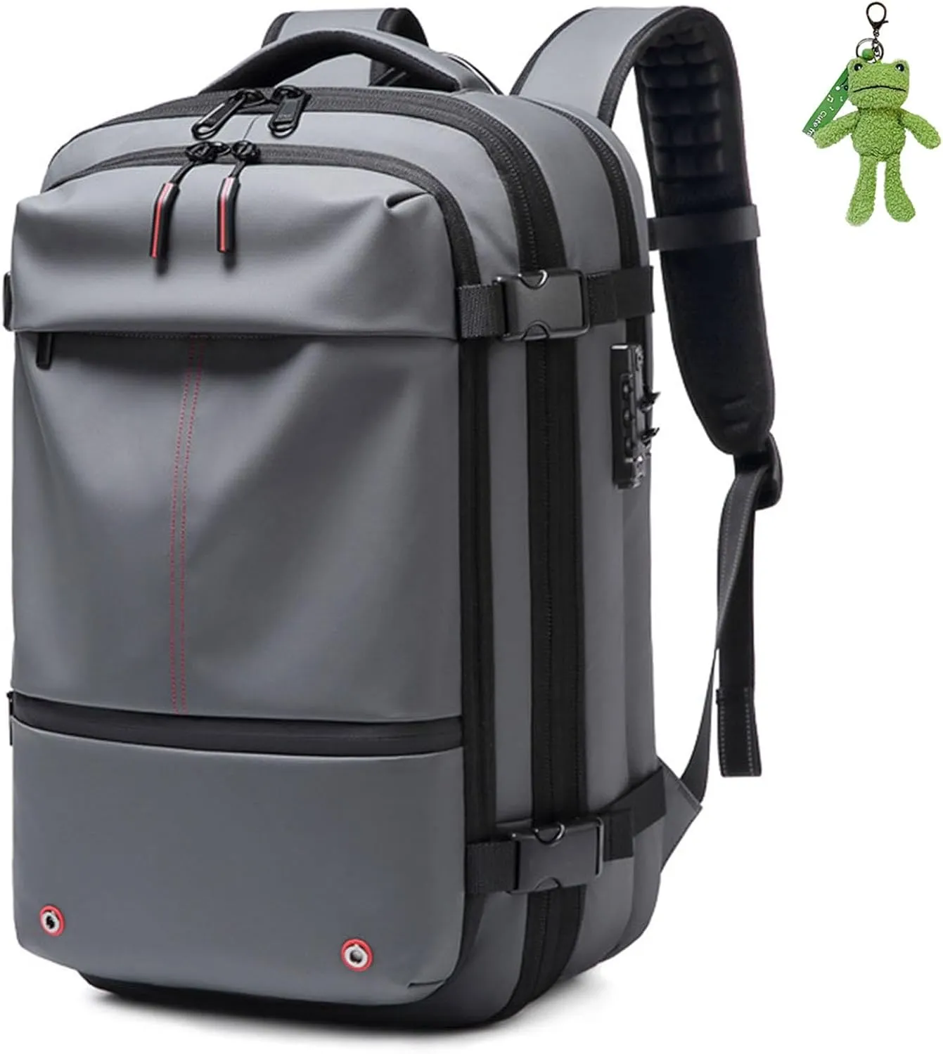 Jfxgjuv Ezy Vac Backpack, Vacpack Backpack, 60L Expandable Vacuum Compression Bag with Air Pump, Waterproof, TSA Lock (Gray)