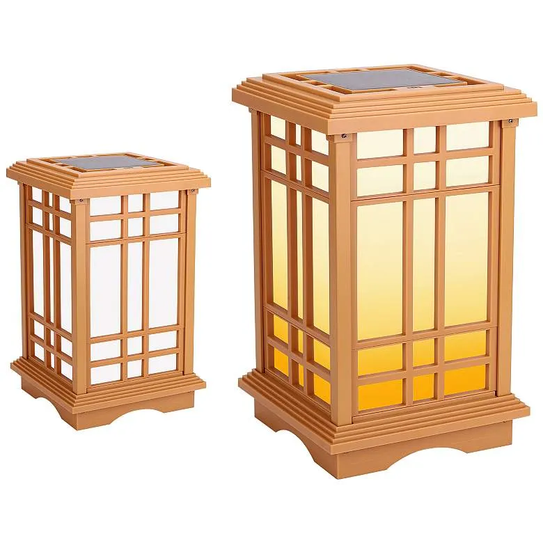 Jira 15 1/2" High Beige LED Solar Zen Lantern Light