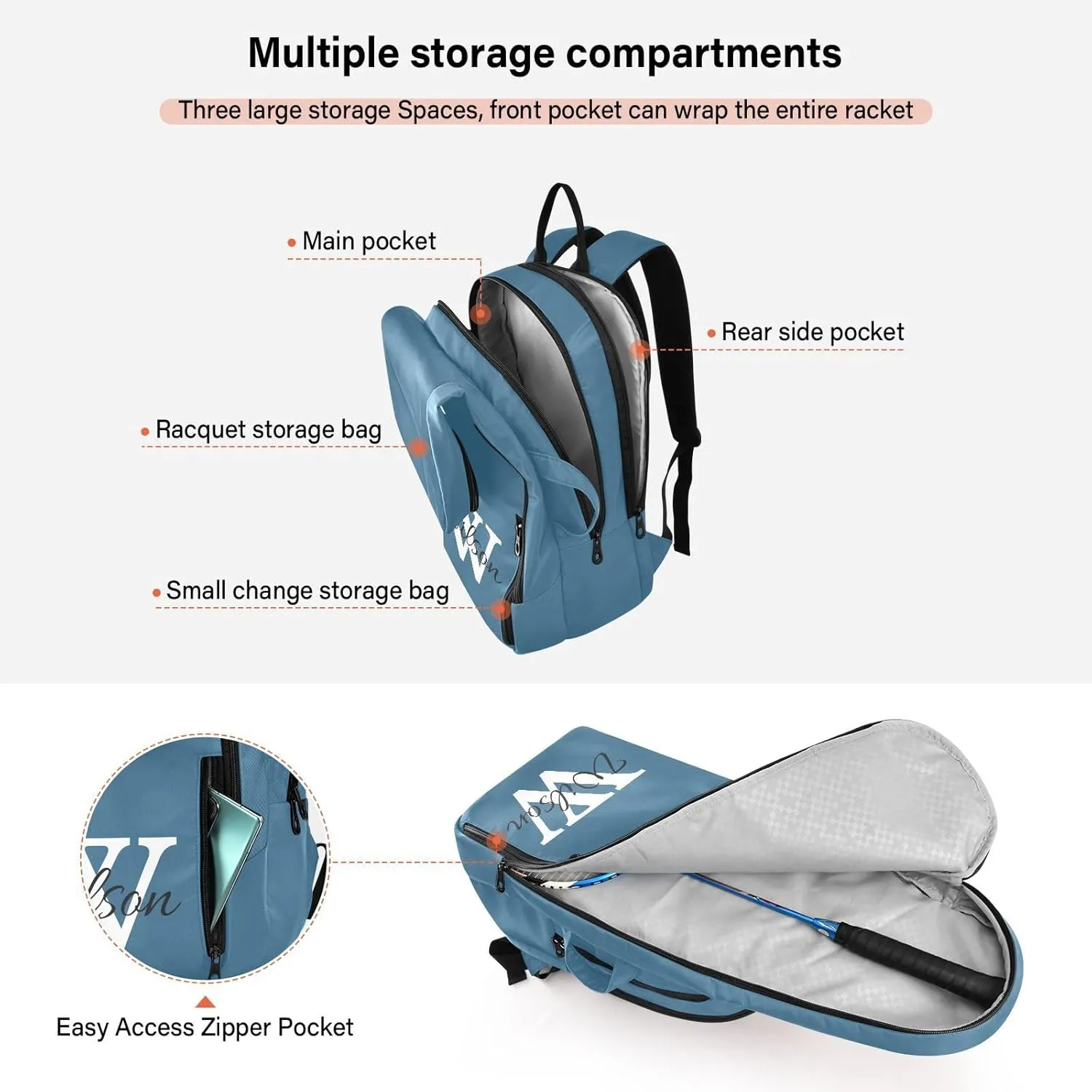 Joko Ivery Custom Tennis Bag Backpack Tennis Racket Bag Pickleball Bag Backpack Fits Badminton Paddles Sport Accessories