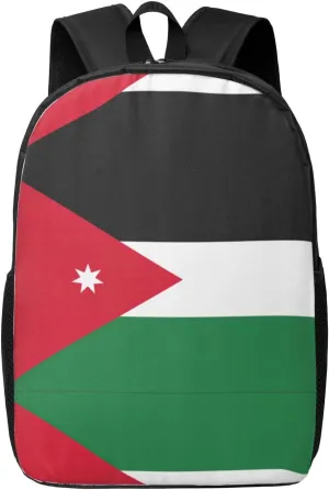 Jordanian Flag Print Travel Laptop Backpack,Business Work Bag, Campus Rucksack Book Bag For Men Women