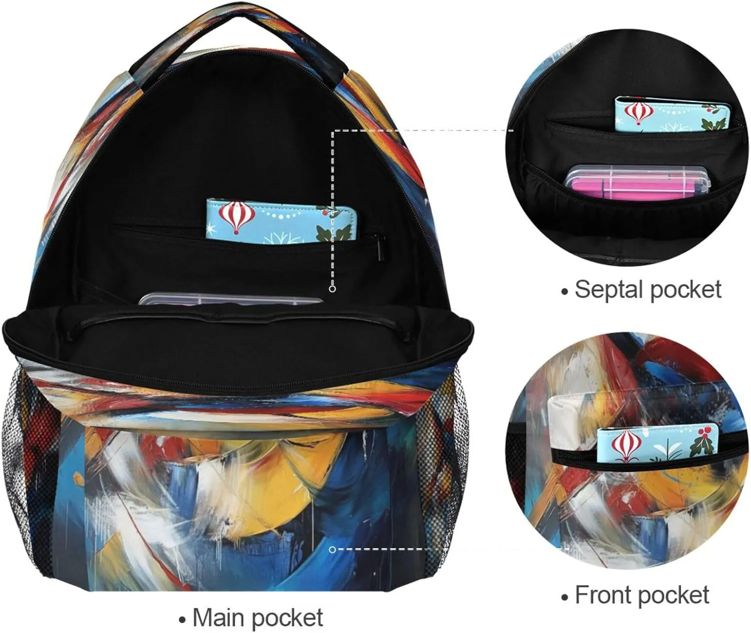 JSTEL Kid Graffiti Art Backpack,Elementary School Backpack Graffiti Art Kid Bookbag for Boy Girl Ages 5 to 13,03