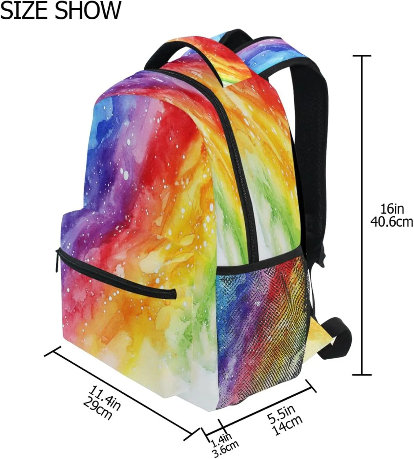 JSTEL Kid Rainbow Backpack,Elementary School Backpack Rainbow Kid Bookbag for Boy Girl Ages 5 to 13,01