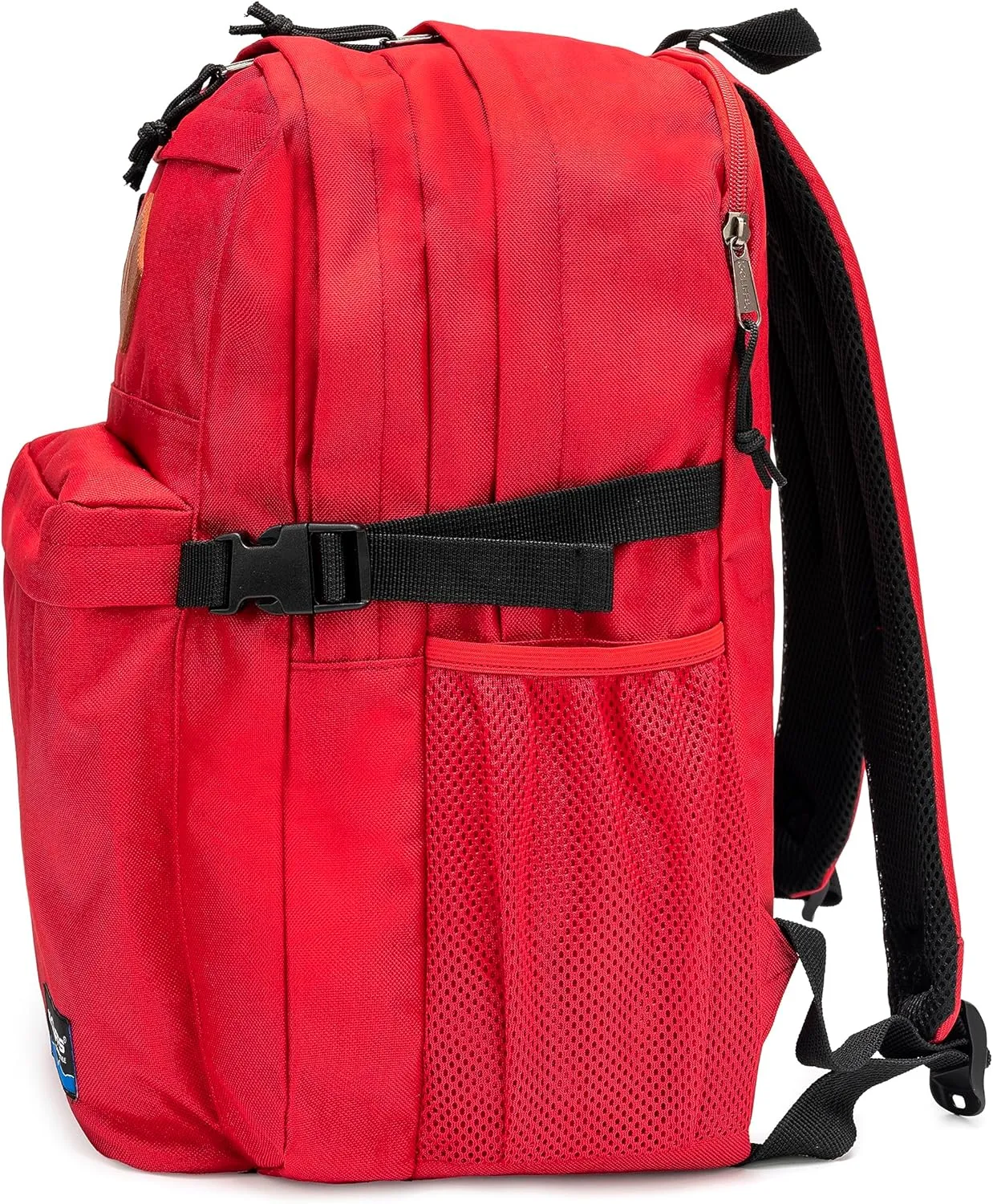 K-Cliffs Classic Backpack Basic Student Campus Daypack Simple Travel Rucksack with Laptop Compartment Bottle Holder Padded Straps Red