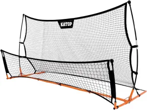 Katop Soccer Training Rebounder Net, 2-in-1 Soccer Goal Net with Heavy Duty All-Weather Metal Frame, for Shooting, Passing and Penalty Kick Training