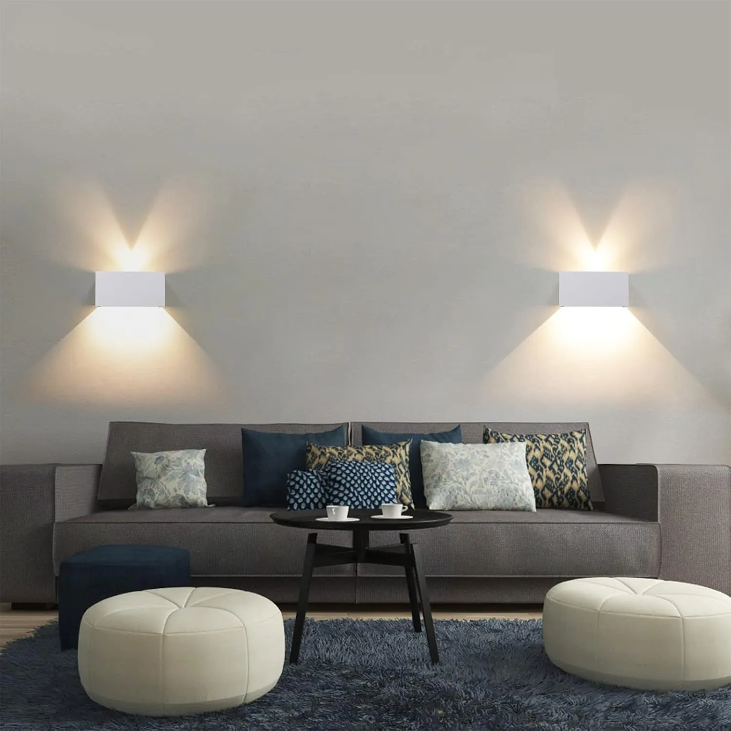 Kawell 12W Modern Wall Light LED Wall Sconce Up Down Adjustable Beam Angle Aluminum Wall Lamp LED Indoor Outdoor Waterproof IP65 for Bedroom Bathroom Corridor Living Room Stairs Hallway, White 3000K