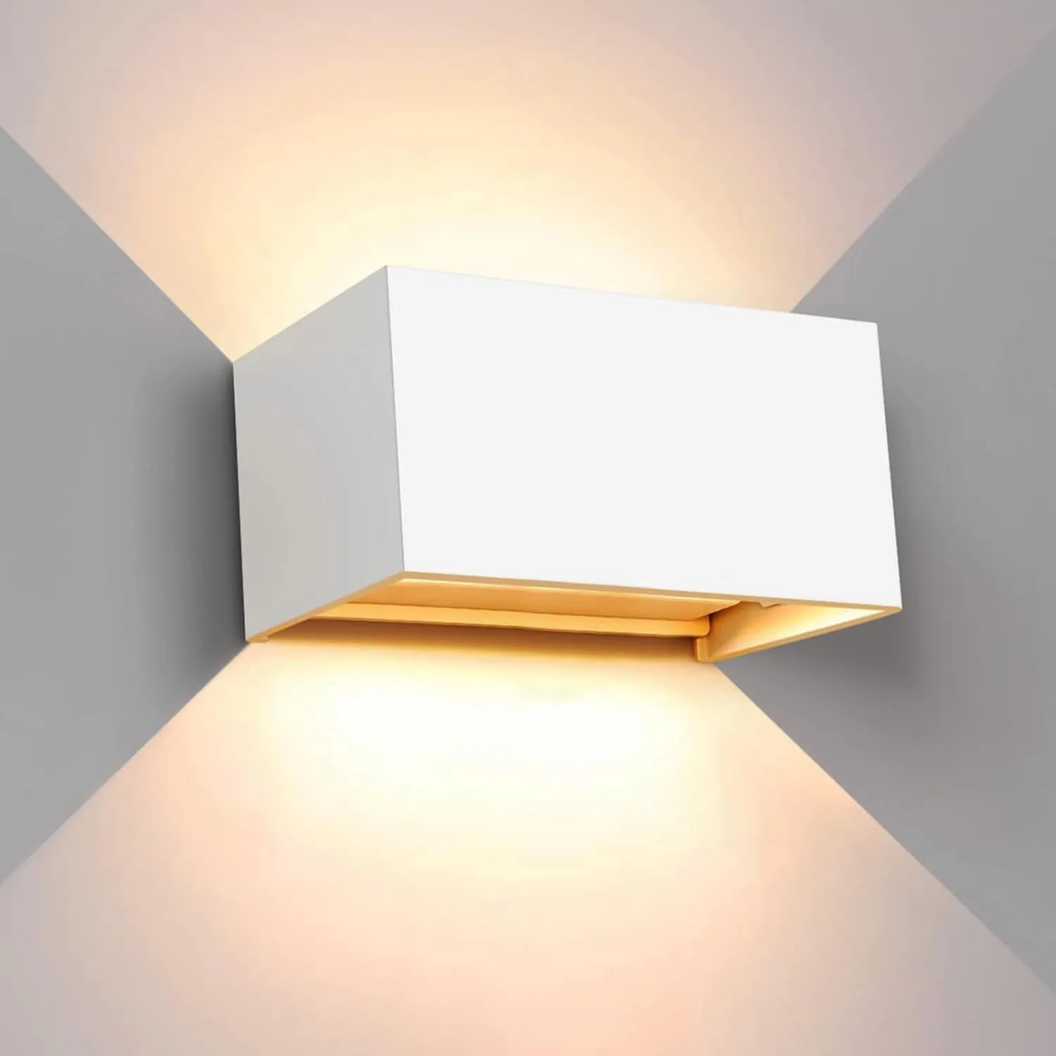 Kawell 12W Modern Wall Light LED Wall Sconce Up Down Adjustable Beam Angle Aluminum Wall Lamp LED Indoor Outdoor Waterproof IP65 for Bedroom Bathroom Corridor Living Room Stairs Hallway, White 3000K