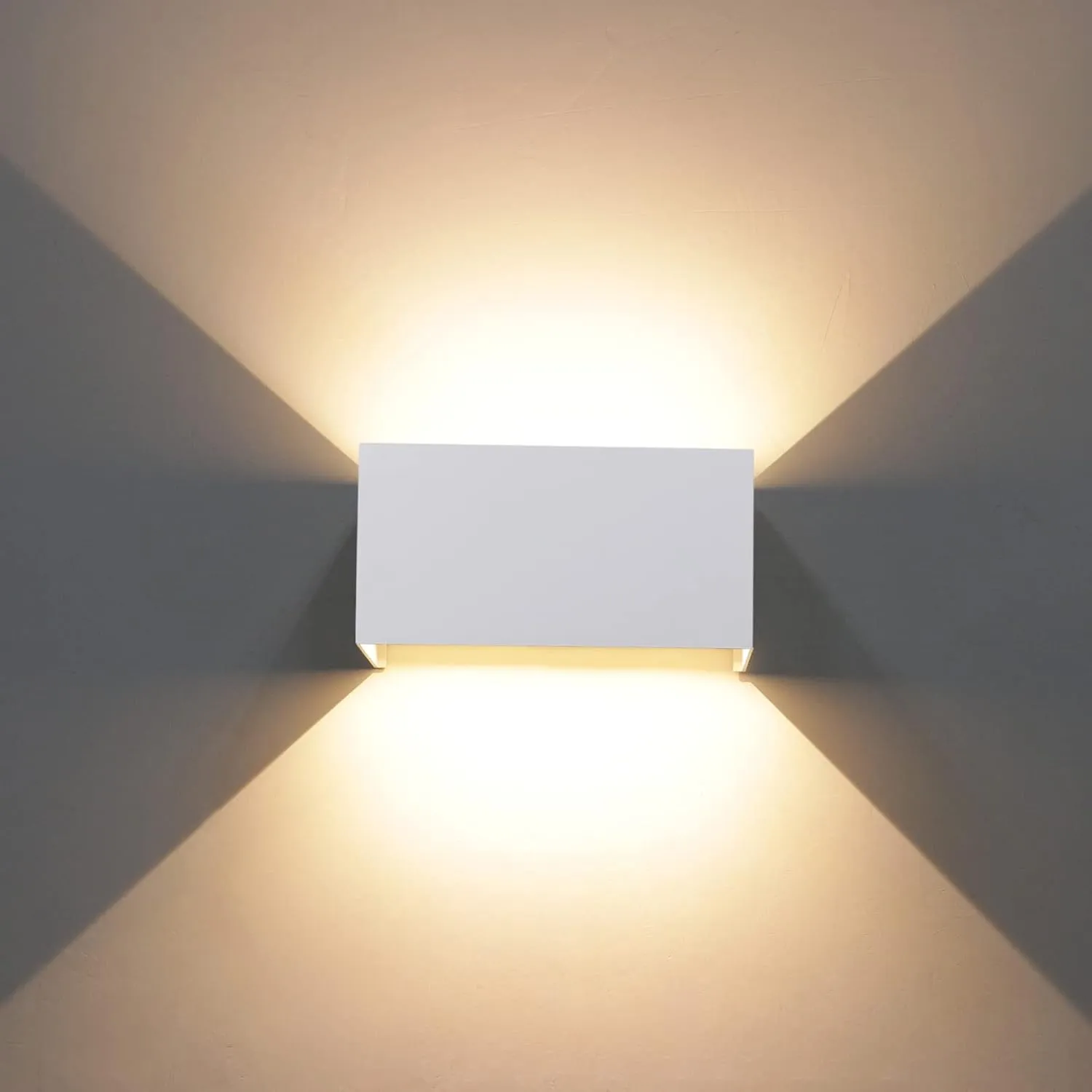 Kawell 12W Modern Wall Light LED Wall Sconce Up Down Adjustable Beam Angle Aluminum Wall Lamp LED Indoor Outdoor Waterproof IP65 for Bedroom Bathroom Corridor Living Room Stairs Hallway, White 3000K