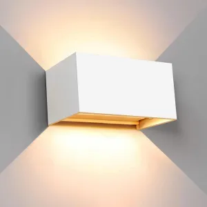 Kawell 12W Modern Wall Light LED Wall Sconce Up Down Adjustable Beam Angle Aluminum Wall Lamp LED Indoor Outdoor Waterproof IP65 for Bedroom Bathroom Corridor Living Room Stairs Hallway, White 3000K