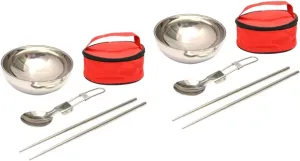 KESYOO Picnic Kitchenware Spoon Camp Folding Bowl Foldable Chopstick Reusable Utensil Stainless Outdoor