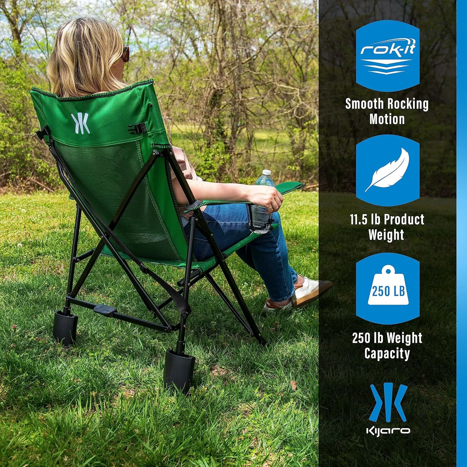 Kijaro Rok-it Sport Rocking Camping Chair, Jasper Green
