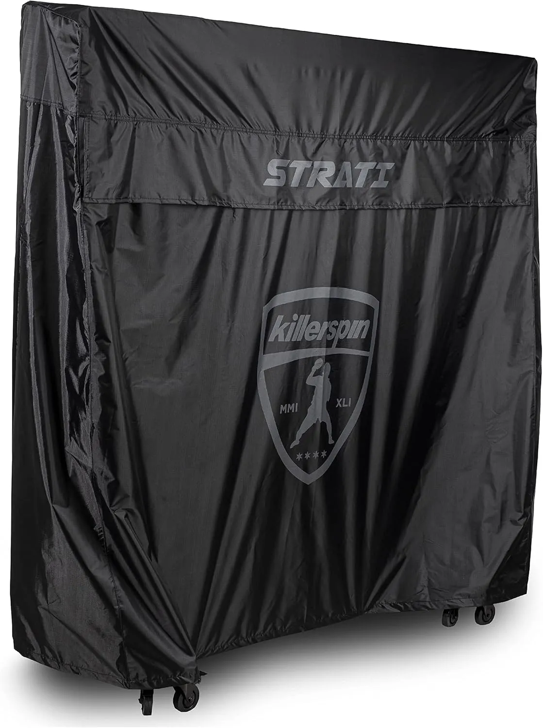 Killerspin MyT Strati Table Cover for Foldable Indoor and Outdoor Table Tennis Tables, 100% Polyester with PVC Coating, Black