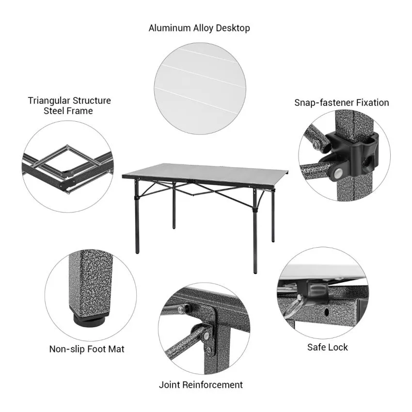 KingCamp Aluminum Roll Up Large Camp Table