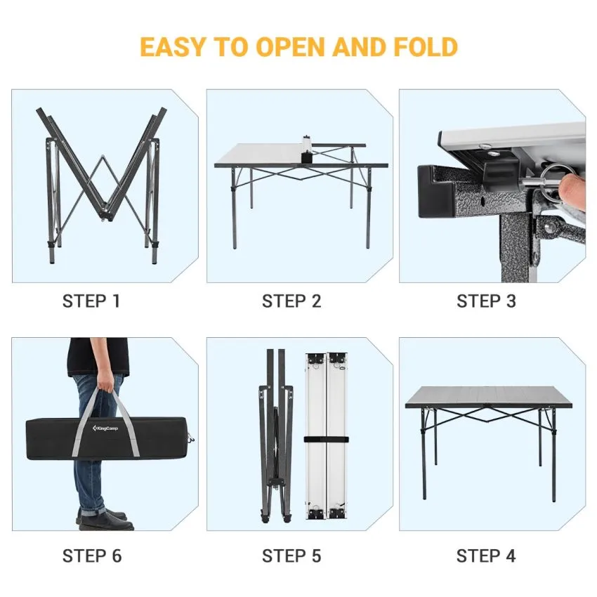 KingCamp Aluminum Roll Up Large Camp Table