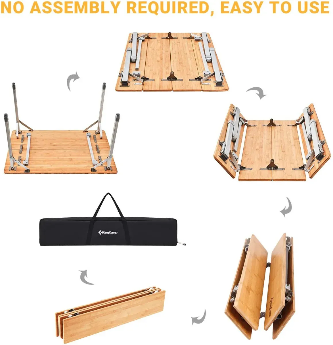 KingCamp BAMBOO 10065 PLUS 4-Folding Bamboo Table   Mesh For 4-5 Person