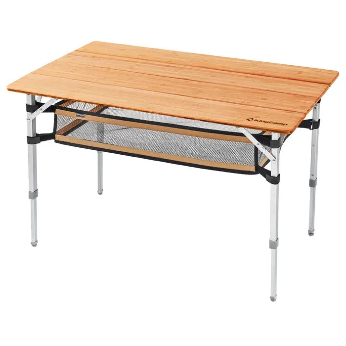 KingCamp BAMBOO 10065 PLUS 4-Folding Bamboo Table   Mesh For 4-5 Person
