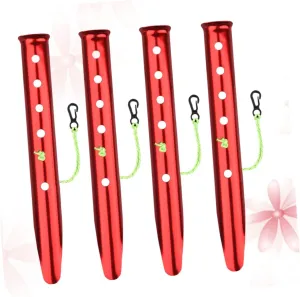 Kisangel 4pcs Aluminum U-Shaped Tent Stakes for Snowfield Heavy Duty Pegs for Camping Hiking and Outdoor Activities Enhanced Holding Power Snow and Random Color Cord Included
