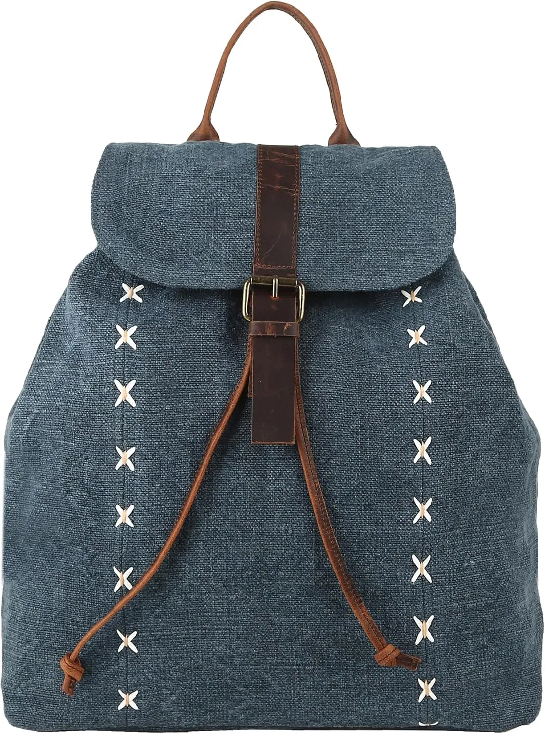 KomalC Jute & Leather Backpack for Women & Men – Stylish & Spacious Travel Backpack – Durable Rucksack for Work, Hiking & Everyday Use
