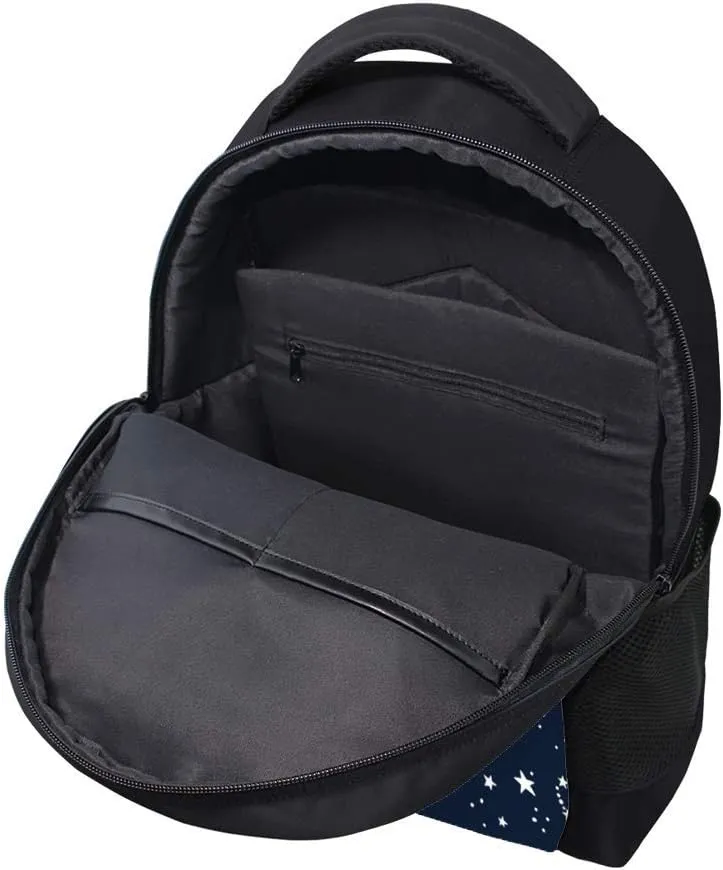 Kuizee Classic Backpack Schoolbag Adjustable Padded Shoulder Straps Daypack ﻿Dragonfly Constellations Stars Astronomical Dark Blue Casual Bags Durable College Daily 16Inch