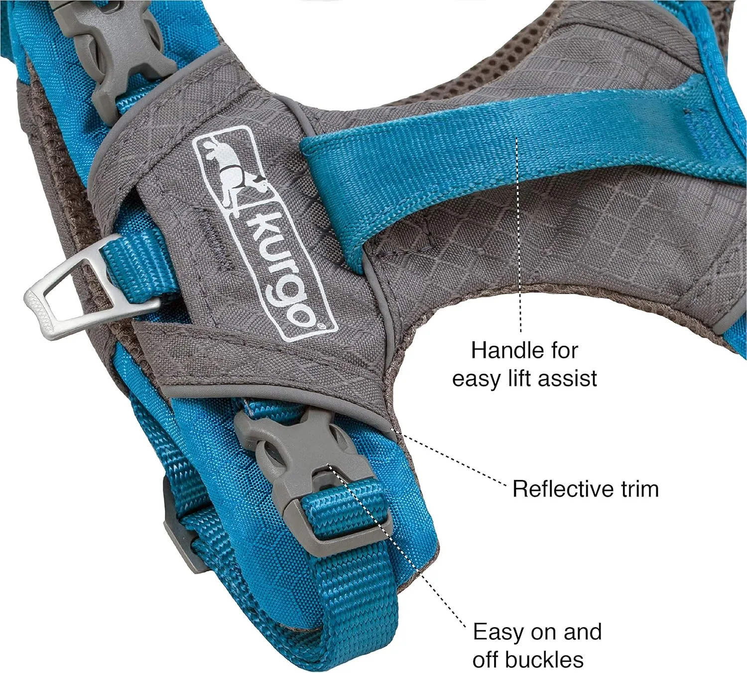 Kurgo Journey Air Dog Harness, Vest Harnesses for Dogs, Pet Hiking Harness for Running & Walking, Reflective, Padded, Includes Control Handle, No Pull Front Clip (Purple, Large)