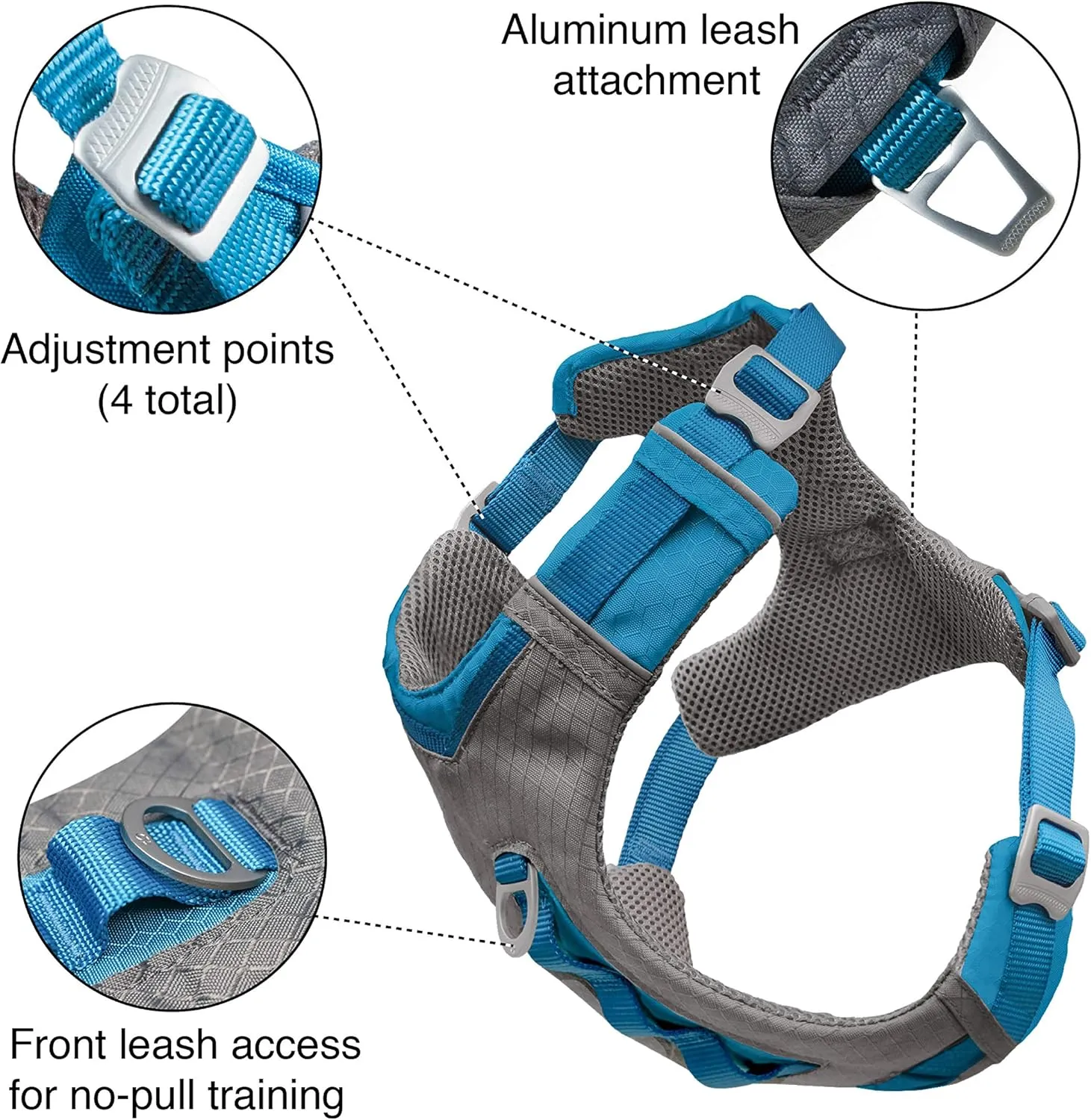 Kurgo Journey Air Dog Harness, Vest Harnesses for Dogs, Pet Hiking Harness for Running & Walking, Reflective, Padded, Includes Control Handle, No Pull Front Clip (Purple, Large)