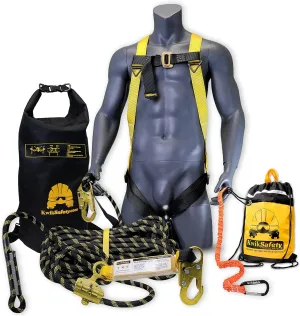 KwikSafety - Charlotte, NC - TSUNAMI COMBO [Premium BRAIDED ROPE] Vertical Lifeline ANSI OSHA Rope Grab Snap Hook Shock Absorber Fall Protection Restraint System Roof Safety Equipment / 50 FT.