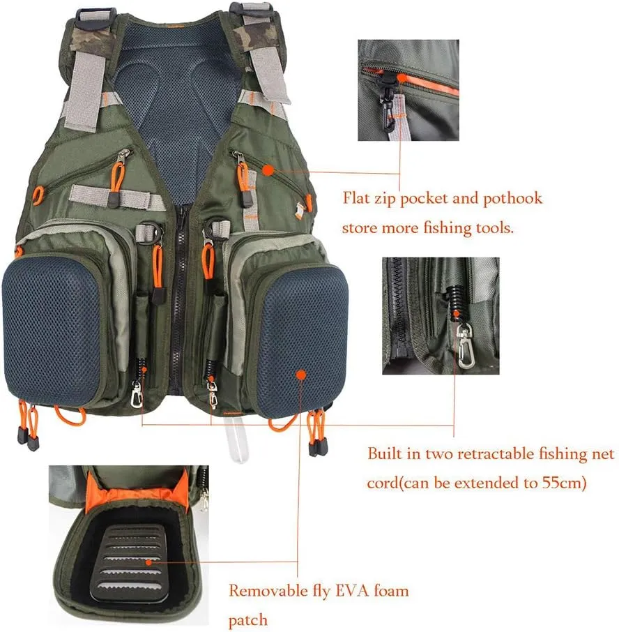 Kylebooker Fly Fishing Vest Pack Adjustable for Men and Women