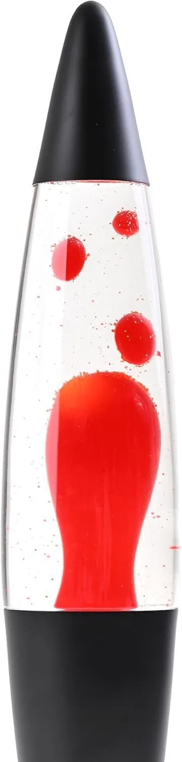 Lamp with Red Liquid Wax and Black Base 16 inch Decorative Table Lamp for Any Area of Your Home, from Adults and Kids.