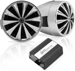 Lanzar Motorcycle Waterproof Speaker Amplifier System Set of 3 Inch 700W Weatherproof Speakers, AUX in - Handlebar Mount Mini Stereo - for ATV,Motorbike OPTIMC90 Black, 16.00in. x 10.00in. x 5.00in.
