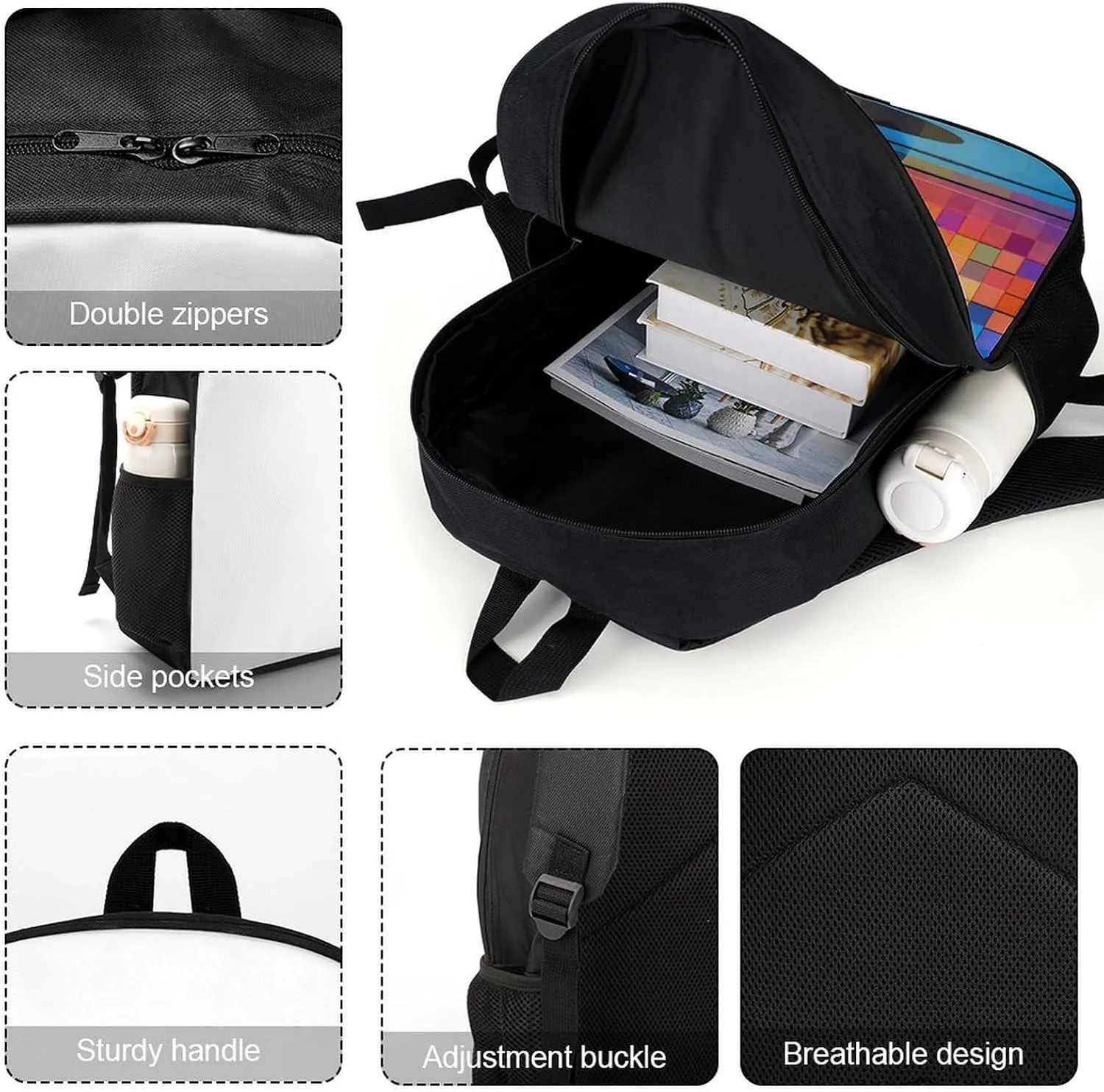 Laptop Backpack for Men 17 Inch Palm Tree Clip Art Work Casual Backpack Lightweight Travel Shoulder Bag