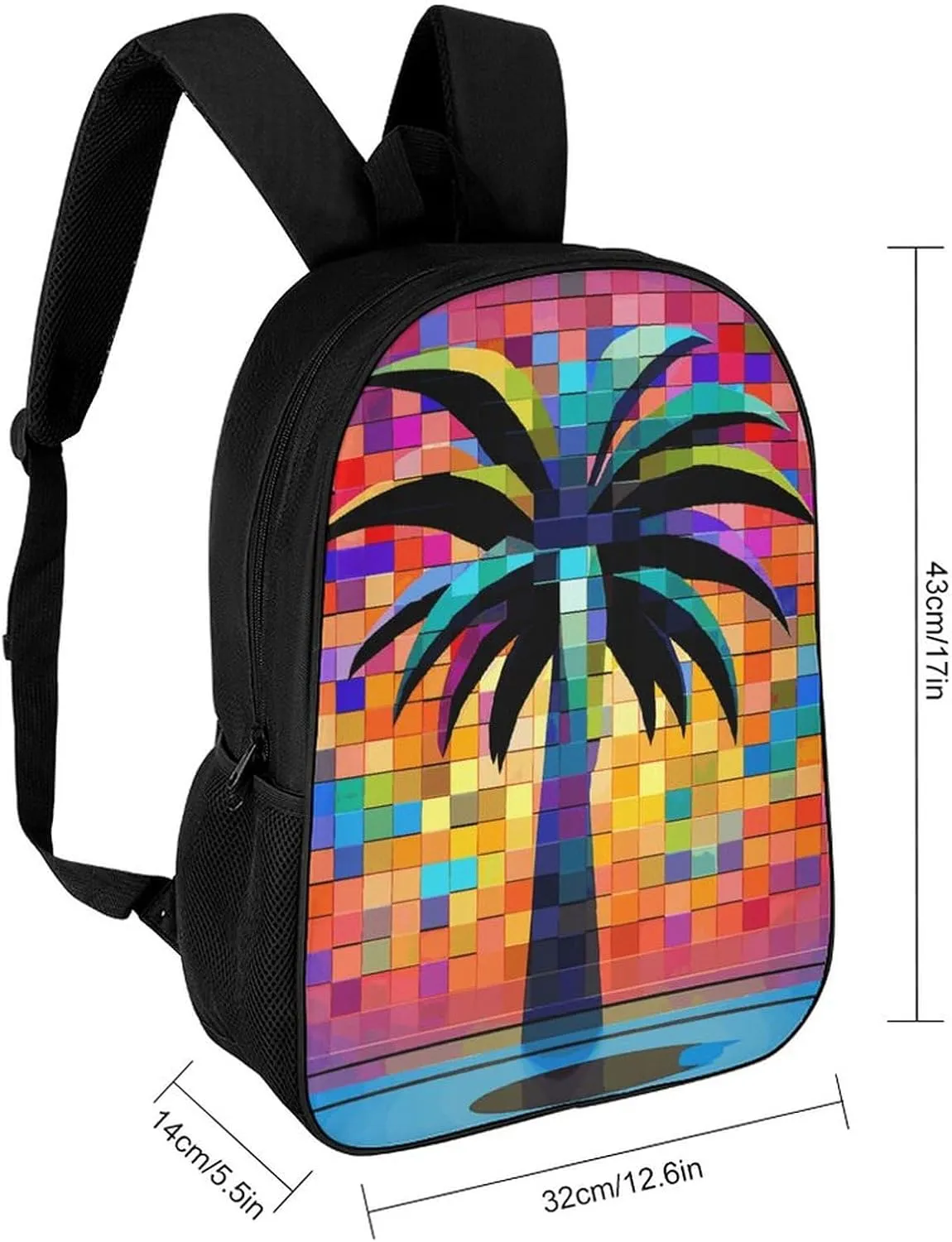 Laptop Backpack for Men 17 Inch Palm Tree Clip Art Work Casual Backpack Lightweight Travel Shoulder Bag