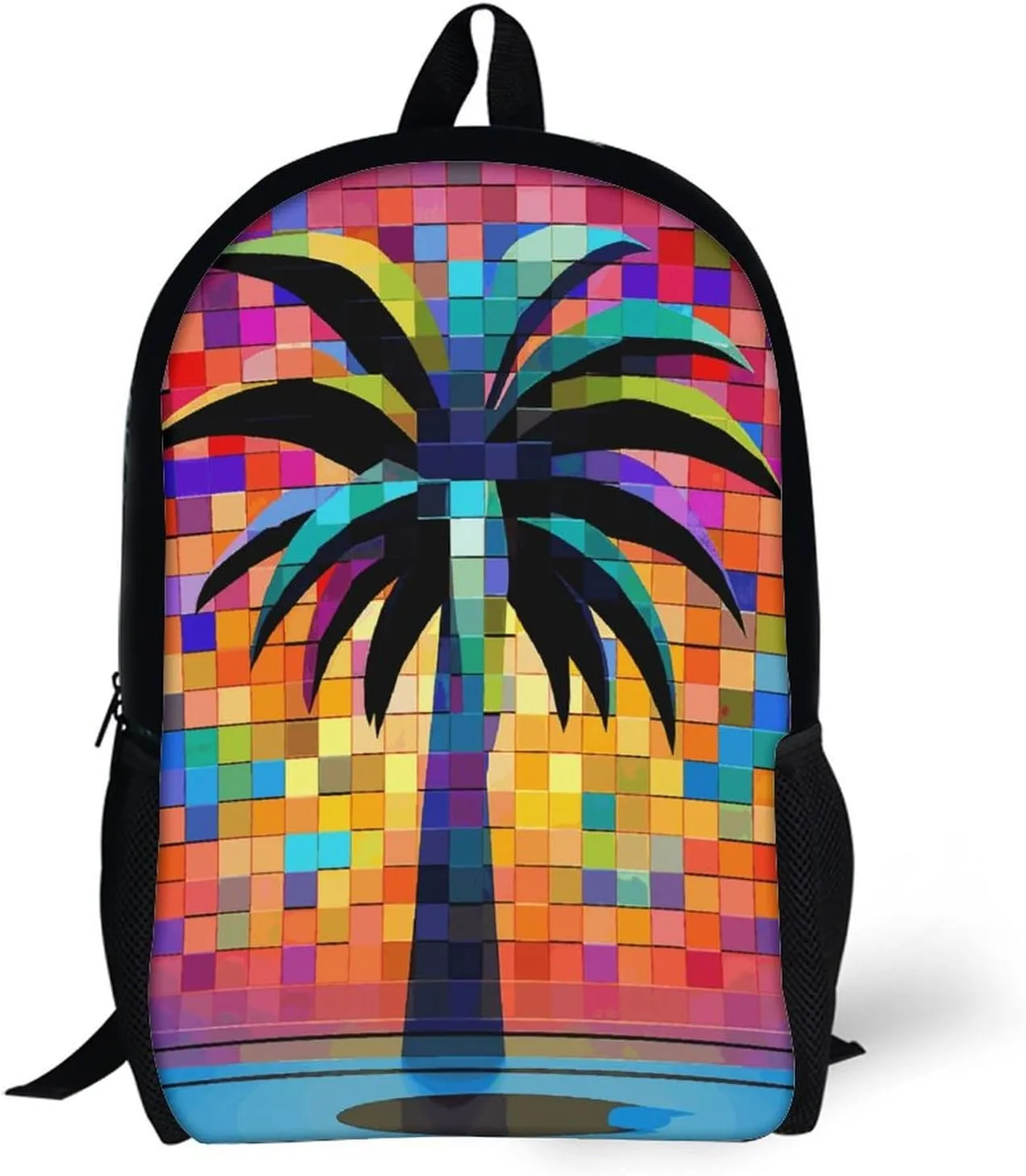Laptop Backpack for Men 17 Inch Palm Tree Clip Art Work Casual Backpack Lightweight Travel Shoulder Bag