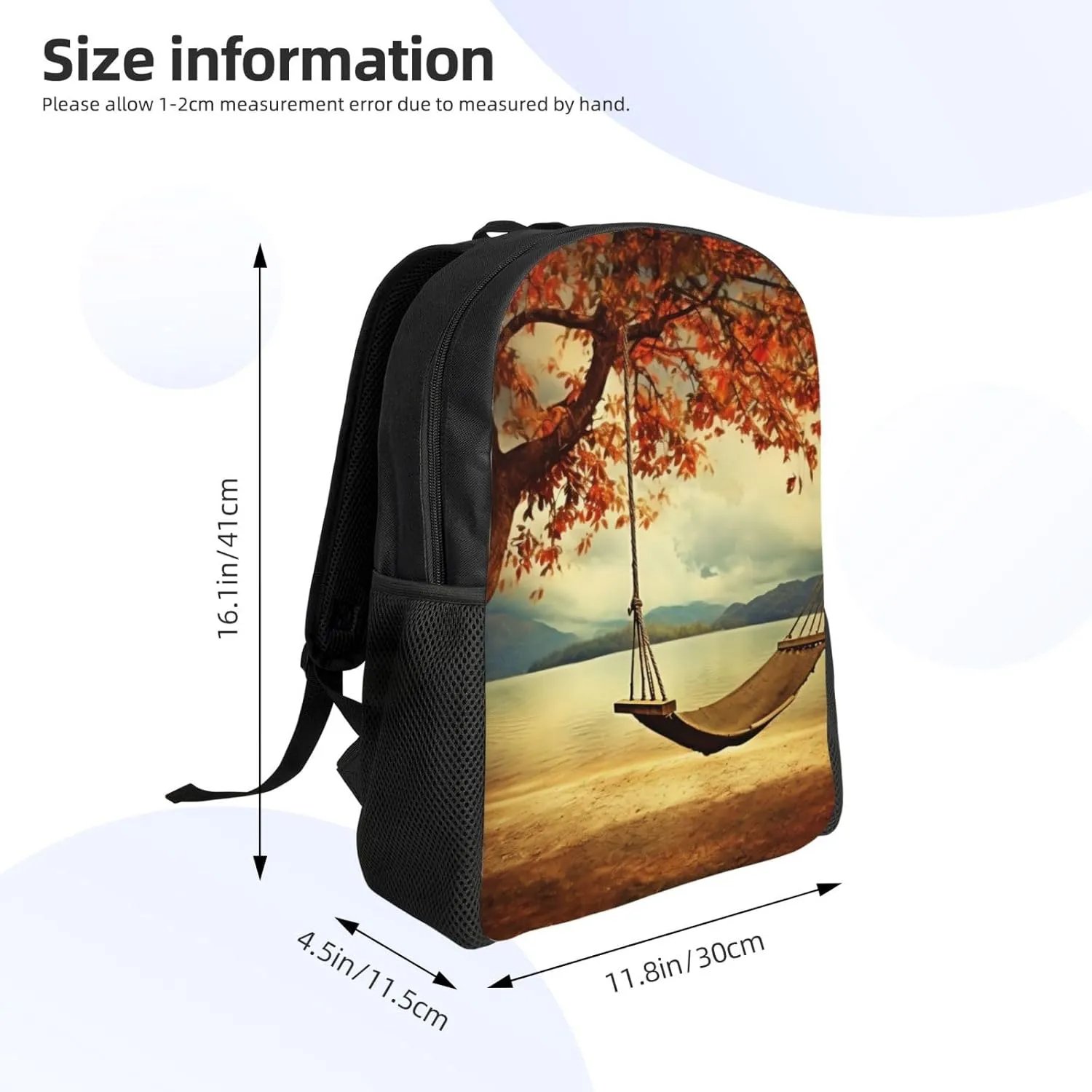 Laptop Backpack for Men Women Carry On Backpack Autumn Swing and Tree Backpack Lightweight Travel Bag Casual Daypack
