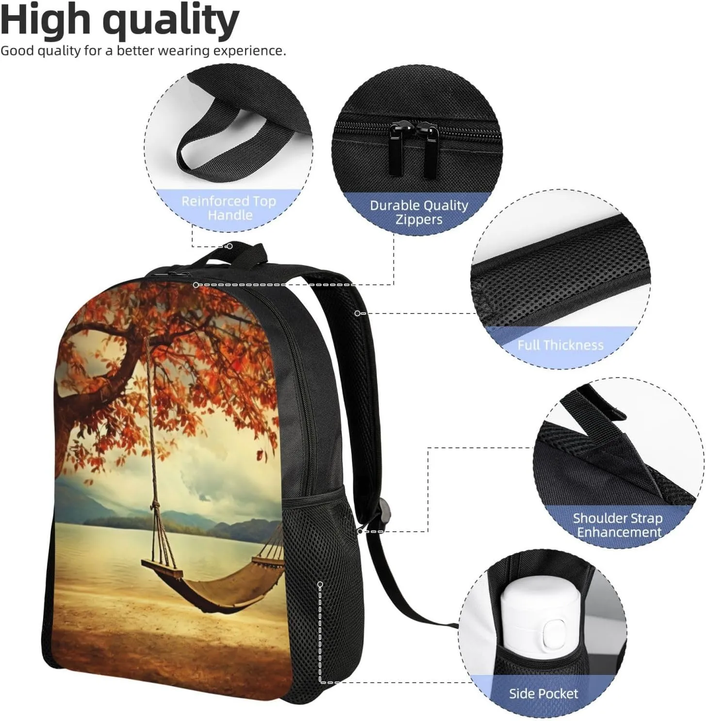 Laptop Backpack for Men Women Carry On Backpack Autumn Swing and Tree Backpack Lightweight Travel Bag Casual Daypack