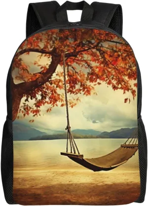 Laptop Backpack for Men Women Carry On Backpack Autumn Swing and Tree Backpack Lightweight Travel Bag Casual Daypack