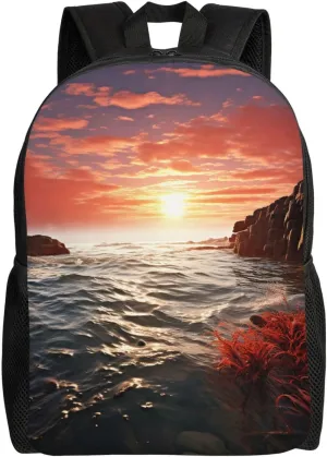 Laptop Backpack for Men Women Laptop Bag Red Beach Reef Large Computer Backpack Carry on Bag Travel Bag