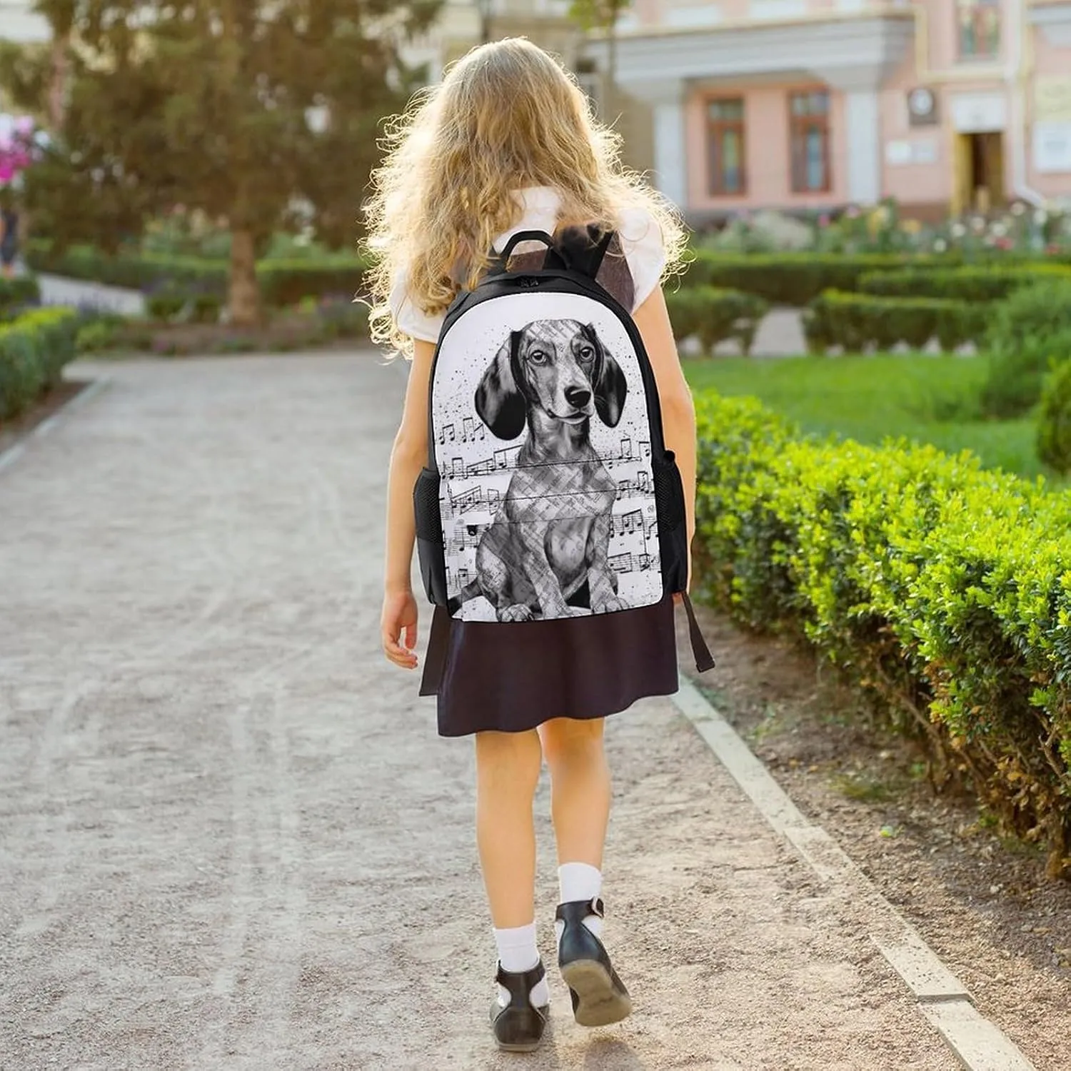 Laptop Backpack for Men Women Lightweight Backpack Dachshund Music Notes Daypack Rucksack with Compartment Laptop Bag