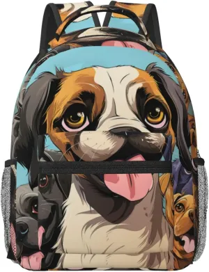 Laptop Backpack for Men Women Lightweight Travel Backpack Dog Cartoon Face Daypack Laptop Bag for Travel