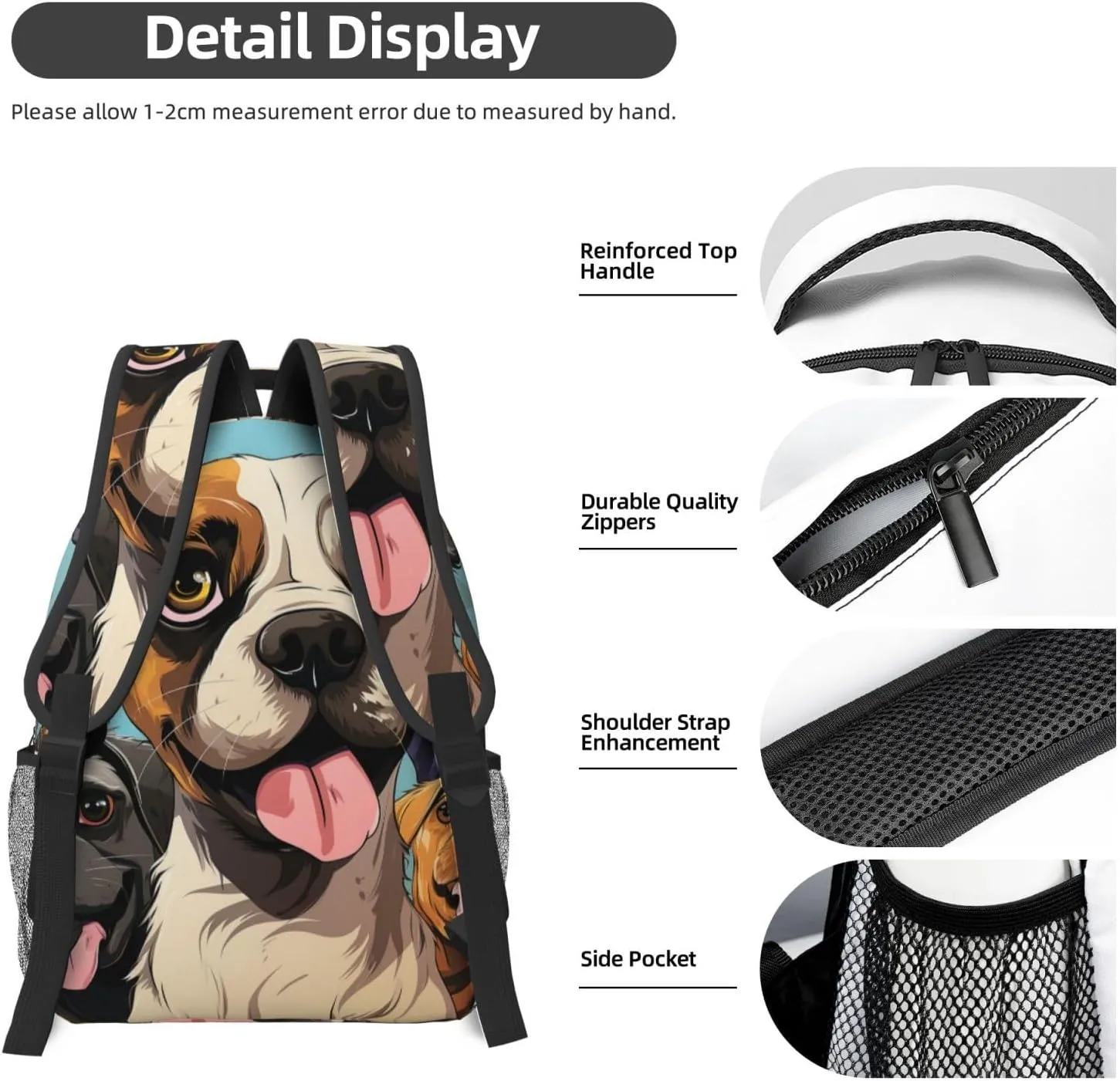 Laptop Backpack for Men Women Lightweight Travel Backpack Dog Cartoon Face Daypack Laptop Bag for Travel