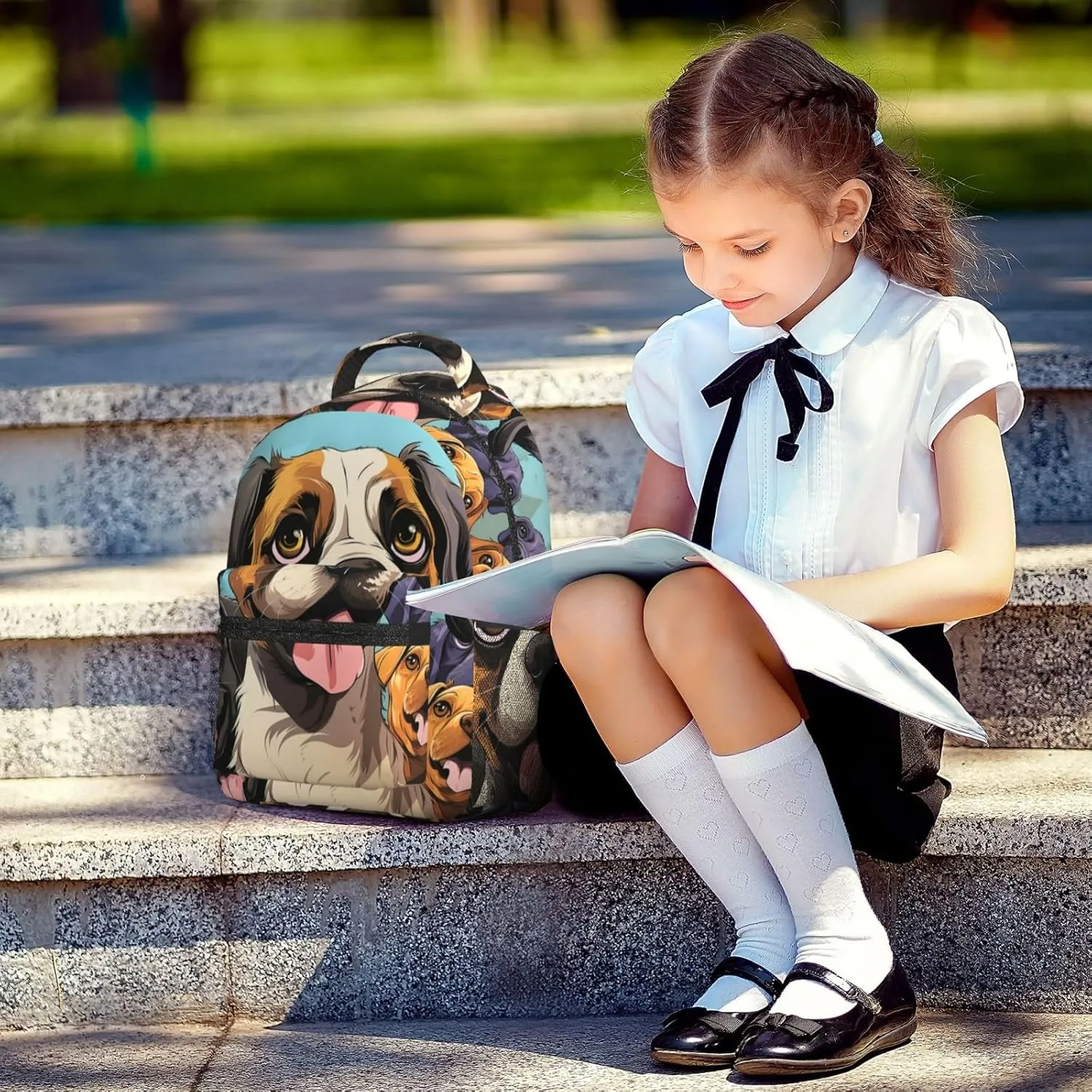 Laptop Backpack for Men Women Lightweight Travel Backpack Dog Cartoon Face Daypack Laptop Bag for Travel