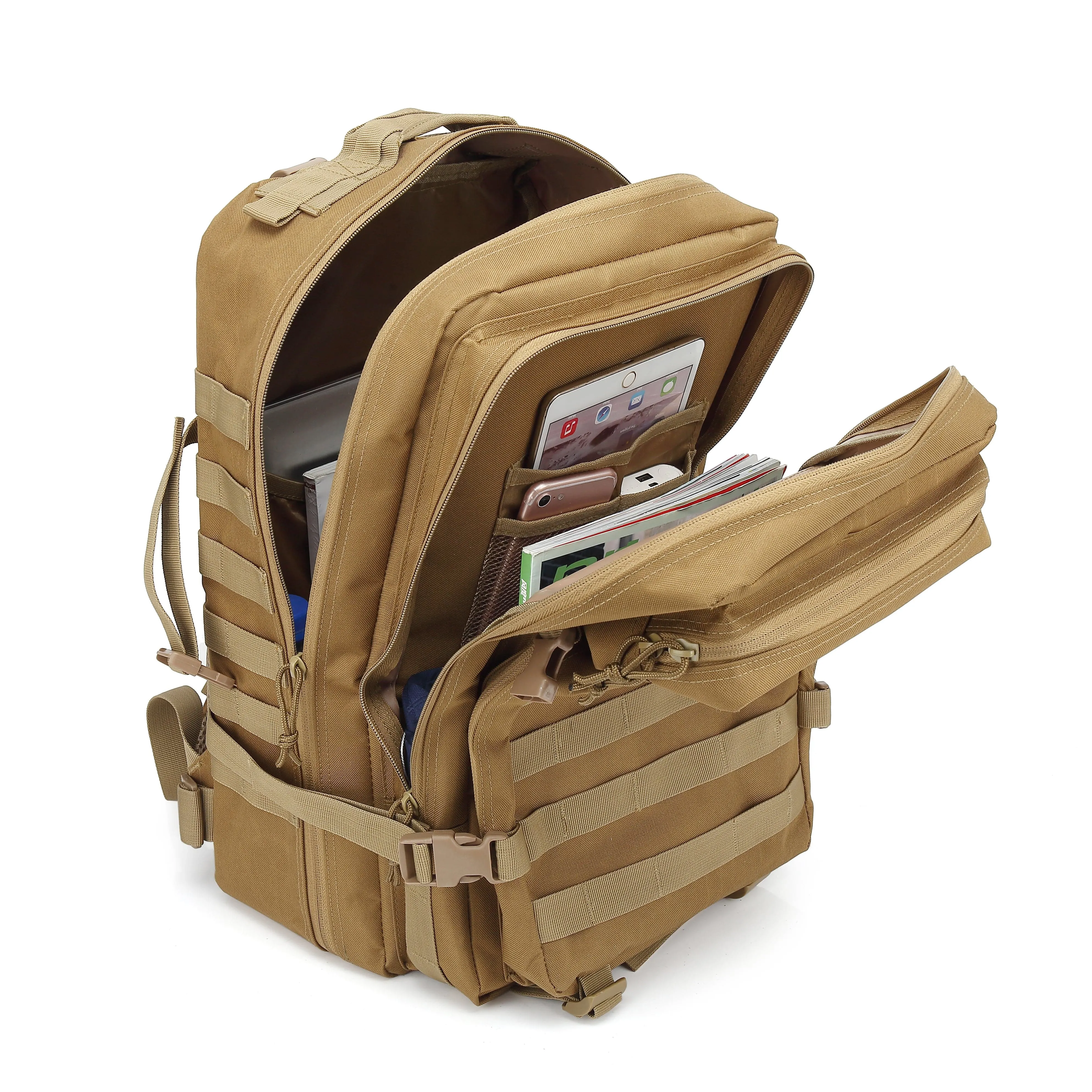 Large 45L Military Tactical Army 3-Day Assault Backpack with Multiple Compartments