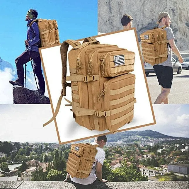 Large 45L Military Tactical Army 3-Day Assault Backpack with Multiple Compartments